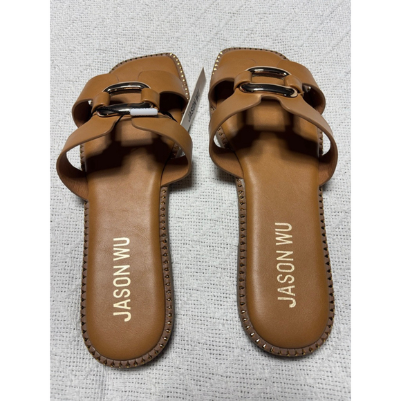 Jason Wu Shoes - NWT Faux Leather Jason Wu Tan "Danis" Slip-On Slide Sandals Women's Size 9.5